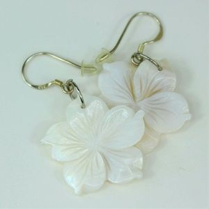 Mother of Pearl Hibiscus Flower Earrings